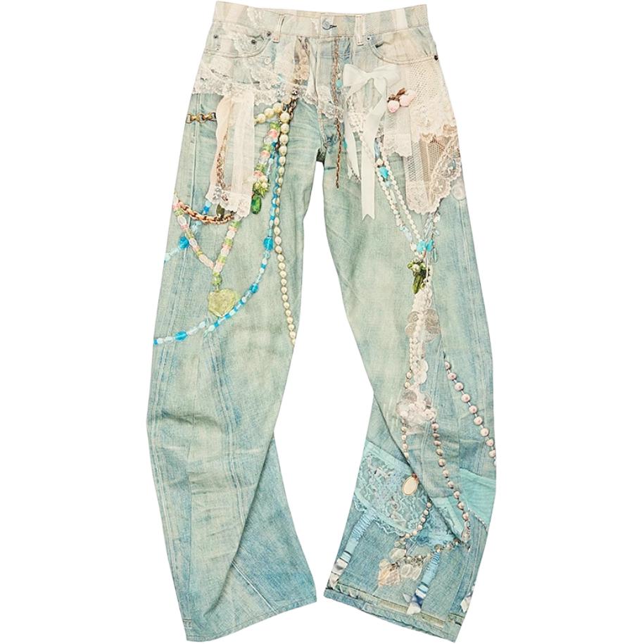 Джинсы с принтом trompe l'oeil Acne Studios, белый/зеленый
Джинсы с принтом trompe l'oeil Acne Studios, белый/зеленый