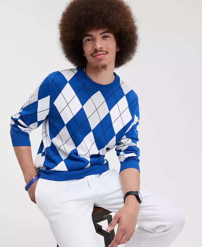 Мужской свитер с узором "аргайл" с круглым вырезом Club Room, синий
Мужской свитер с узором "аргайл" с круглым вырезом Club Room, синий