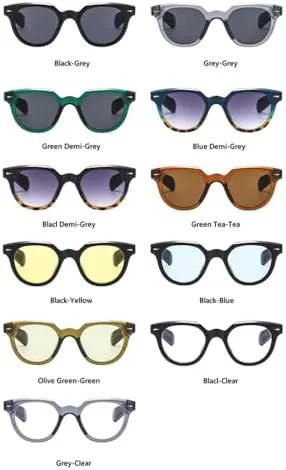 Ретро круглые солнцезащитные очки для женщин и мужчин, с цветной оправой и заклепками, винтажные солнцезащитные очки с защитой от УФ-излучения UV400 MTZJH, 2
Ретро круглые солнцезащитные очки для женщин и мужчин, с цветной оправой и заклепками, винтажные солнцезащитные очки с защитой от УФ-излучения UV400 MTZJH, 2