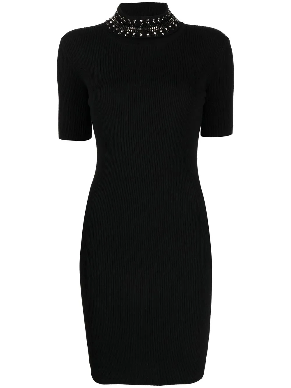 Платье мини с высоким воротником и шипами VERSACE, черный
Платье мини с высоким воротником и шипами VERSACE, черный