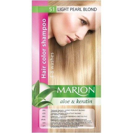 Шампунь-краска для волос с алоэ и кератином 51 Light Pearl Blonde, Marion
Шампунь-краска для волос с алоэ и кератином 51 Light Pearl Blonde, Marion
