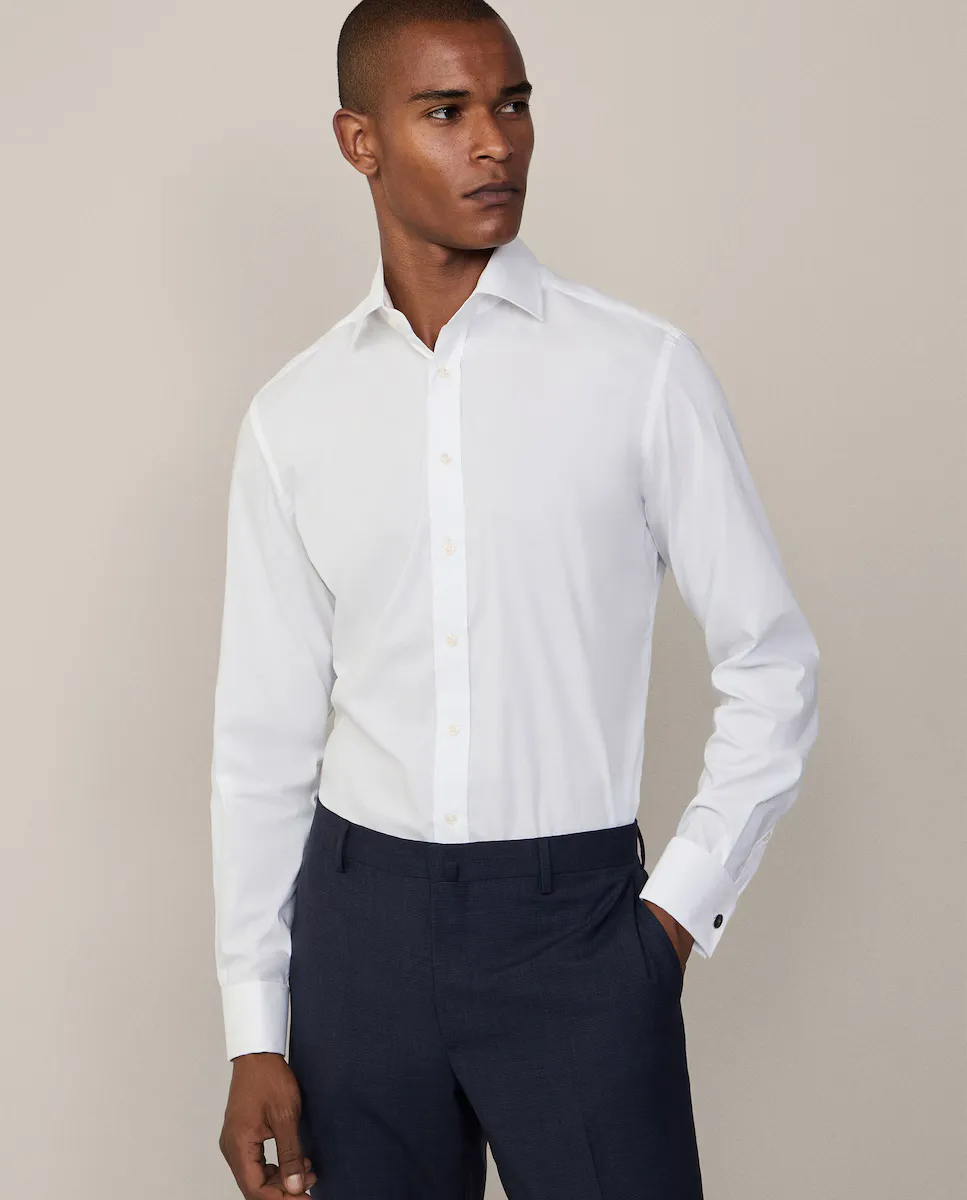 Однотонная мужская рубашка из поплина приталенного кроя Hackett, белый
Однотонная мужская рубашка из поплина приталенного кроя Hackett, белый