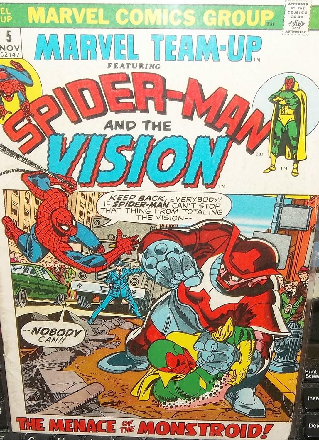 Marvel Team-Up featuring Spider-man and The Vision #5 Nov. 1972 (Marvel Comics)
Marvel Team-Up featuring Spider-man and The Vision #5 Nov. 1972 (Marvel Comics)