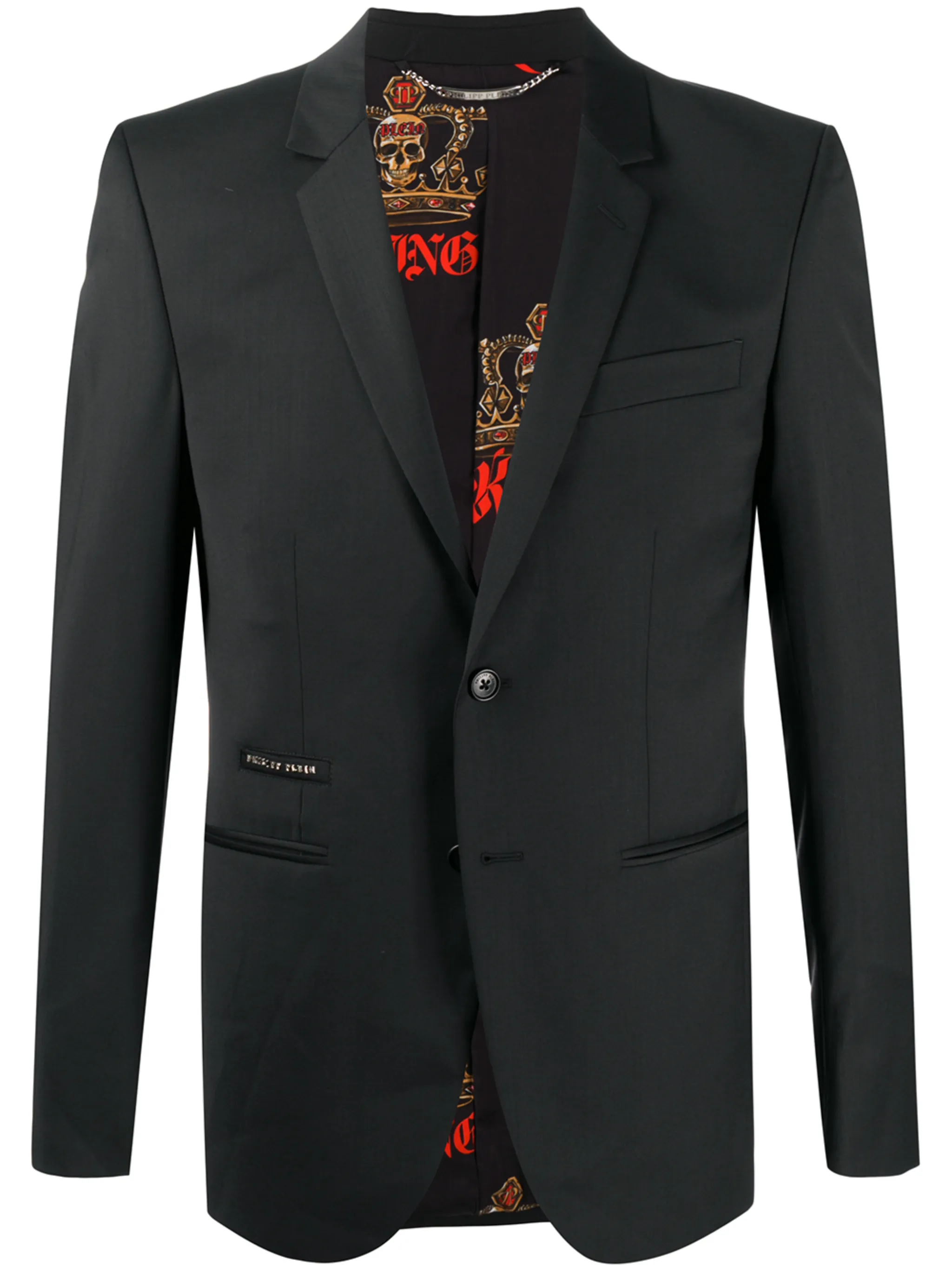 Однобортный пиджак Istitutional строгого кроя Philipp Plein, черный
Однобортный пиджак Istitutional строгого кроя Philipp Plein, черный