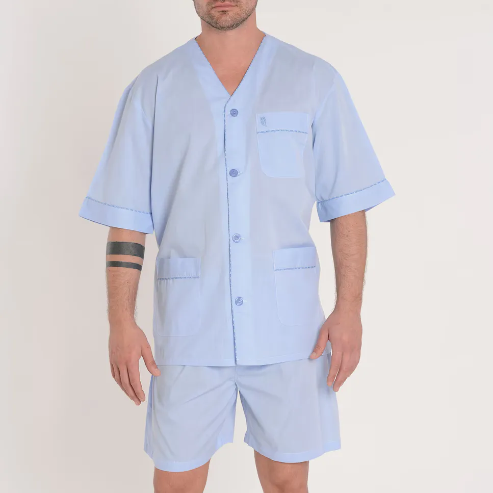 Мужская короткая пижама из синей ткани El Búho Nocturno, синий
Мужская короткая пижама из синей ткани El Búho Nocturno, синий