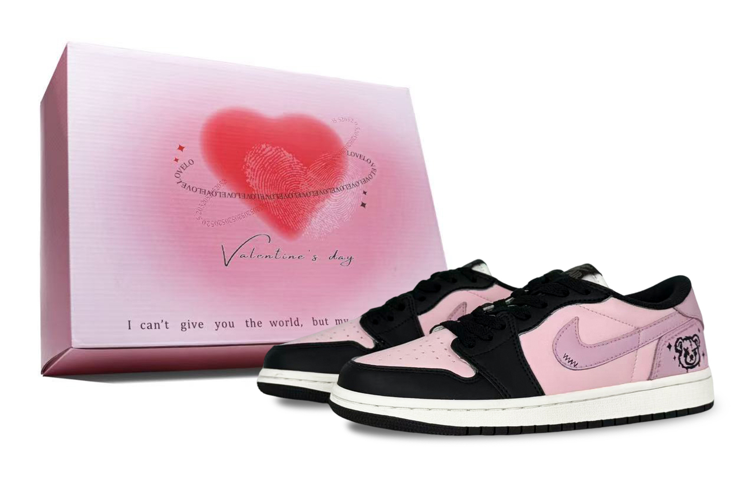 Jordan Кроссовки для скейтбординга Air 1 Doll Bear Slip Resistant Abrasion Resistant низкие детские черные розовые для подростков
Jordan Кроссовки для скейтбординга Air 1 Doll Bear Slip Resistant Abrasion Resistant низкие детские черные розовые для подростков