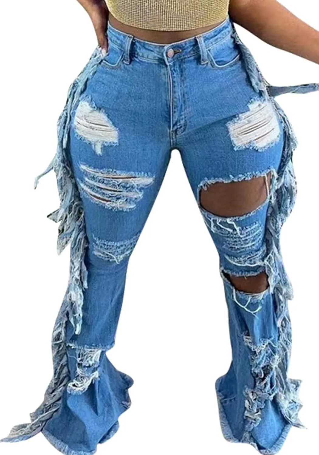 Ecirod женские джинсы bell bottom с рваными дырами и бахромой
Ecirod женские джинсы bell bottom с рваными дырами и бахромой