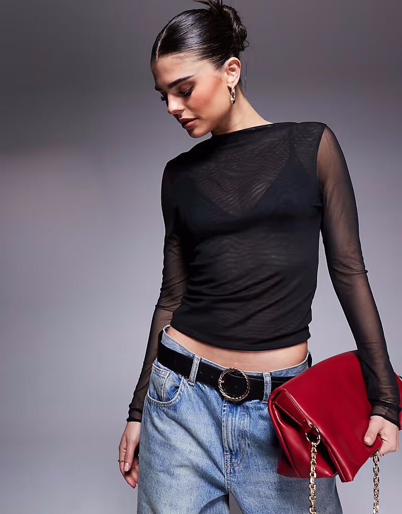 Приталенный топ с высоким воротом и длинными рукавами из двухслойной сетки ASOS DESIGN черного цвета
Приталенный топ с высоким воротом и длинными рукавами из двухслойной сетки ASOS DESIGN черного цвета