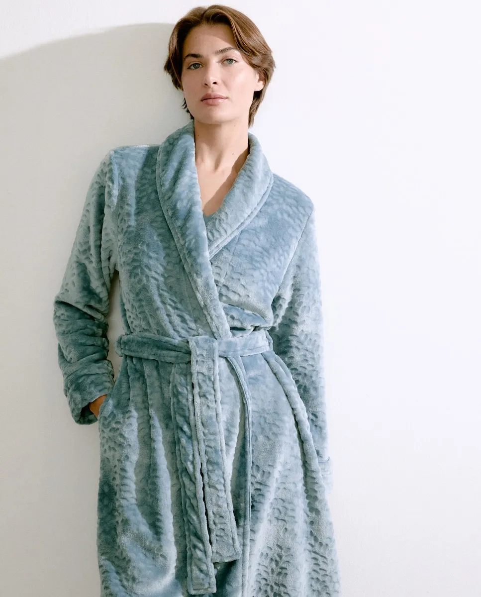 Женский халат на запах с карманами Énfasis, синий
Женский халат на запах с карманами Énfasis, синий