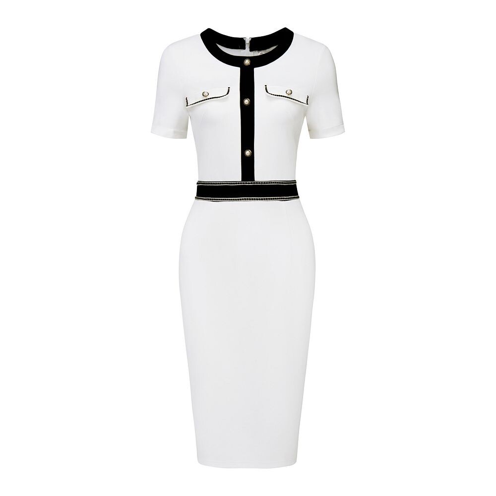 Женское платье-футляр с коротким рукавом контрастного цвета Элегантные платья-карандаш Hombety, белый
Женское платье-футляр с коротким рукавом контрастного цвета Элегантные платья-карандаш Hombety, белый