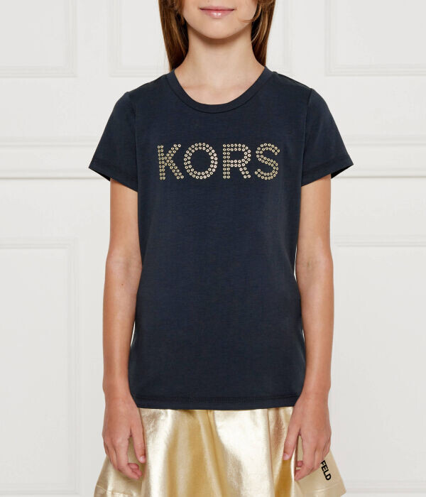 Футболка детская Michael Kors Kids с декорированной надписью, синий 
Футболка детская Michael Kors Kids с декорированной надписью, синий