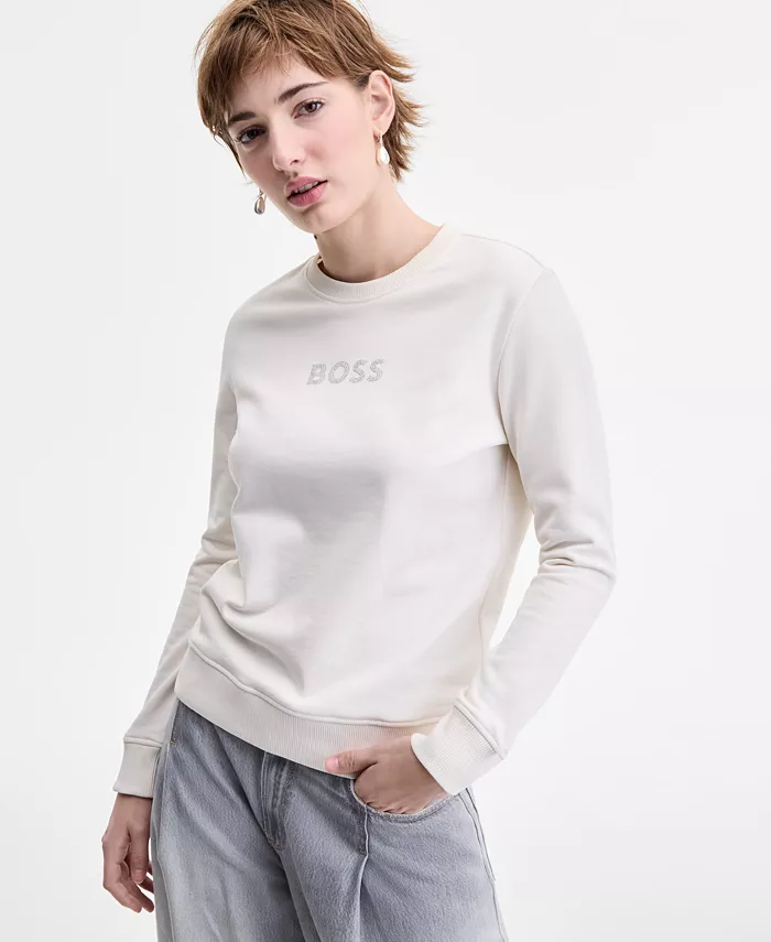 Женская толстовка с круглым вырезом и декорированным логотипом BOSS Orange, белый
Женская толстовка с круглым вырезом и декорированным логотипом BOSS Orange, белый