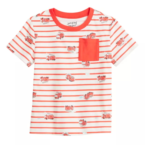 Футболка с коротким рукавом и принтом для мальчиков Baby & Toddler Jumping Beans, цвет ivory firetruck stripe 
Футболка с коротким рукавом и принтом для мальчиков Baby & Toddler Jumping Beans, цвет ivory firetruck stripe