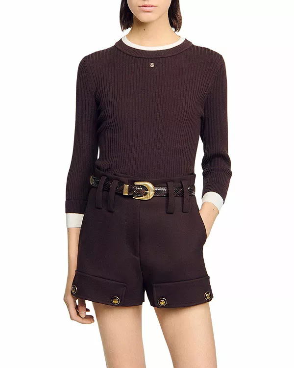 Вязаный свитер в рубчик Sandro, коричневый
Вязаный свитер в рубчик Sandro, коричневый