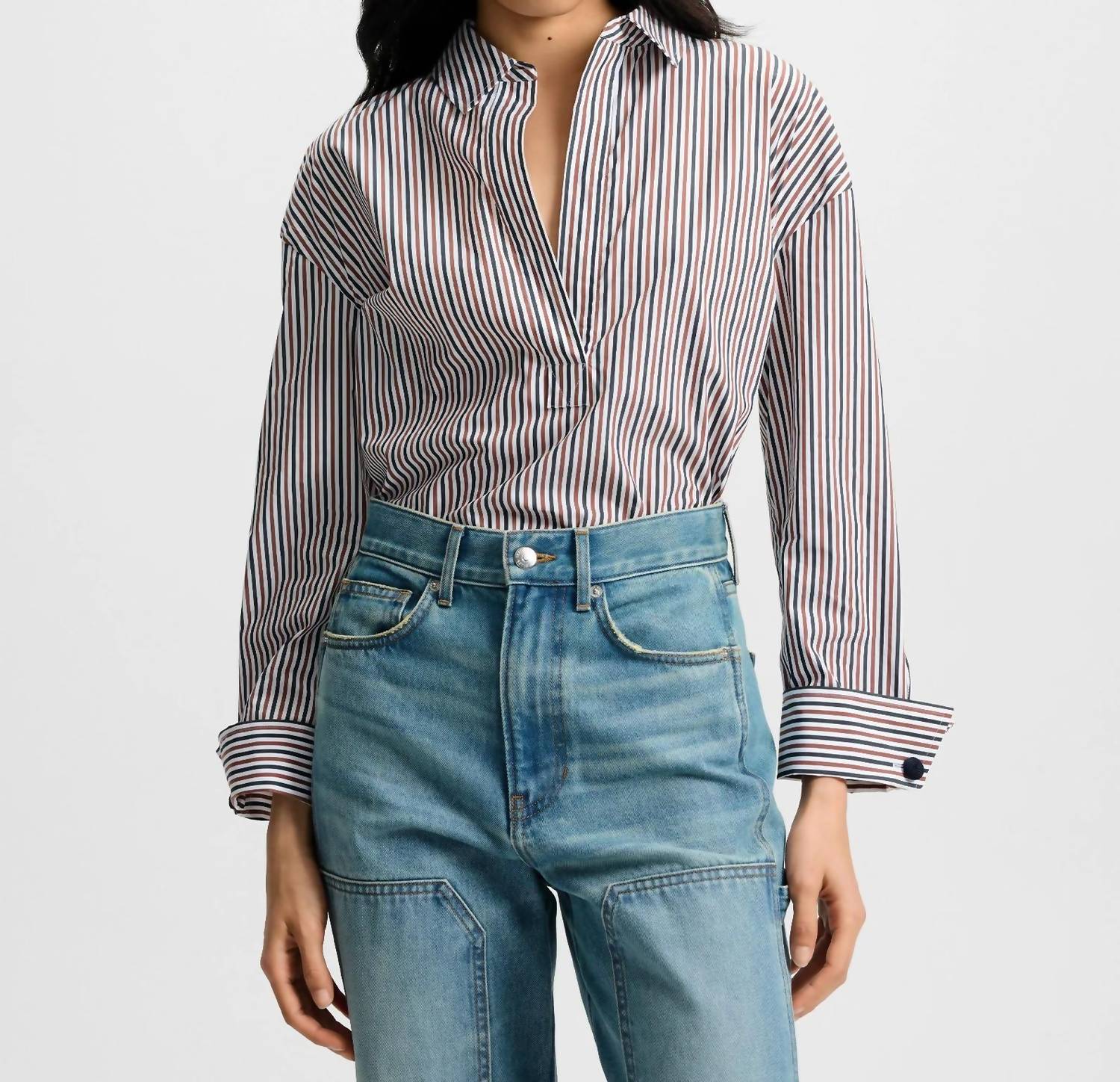 Veronica Beard Рубашка Draymond Stripe, темно-синяя с полосками, цвет Brandy Multi
Veronica Beard Рубашка Draymond Stripe, темно-синяя с полосками, цвет Brandy Multi