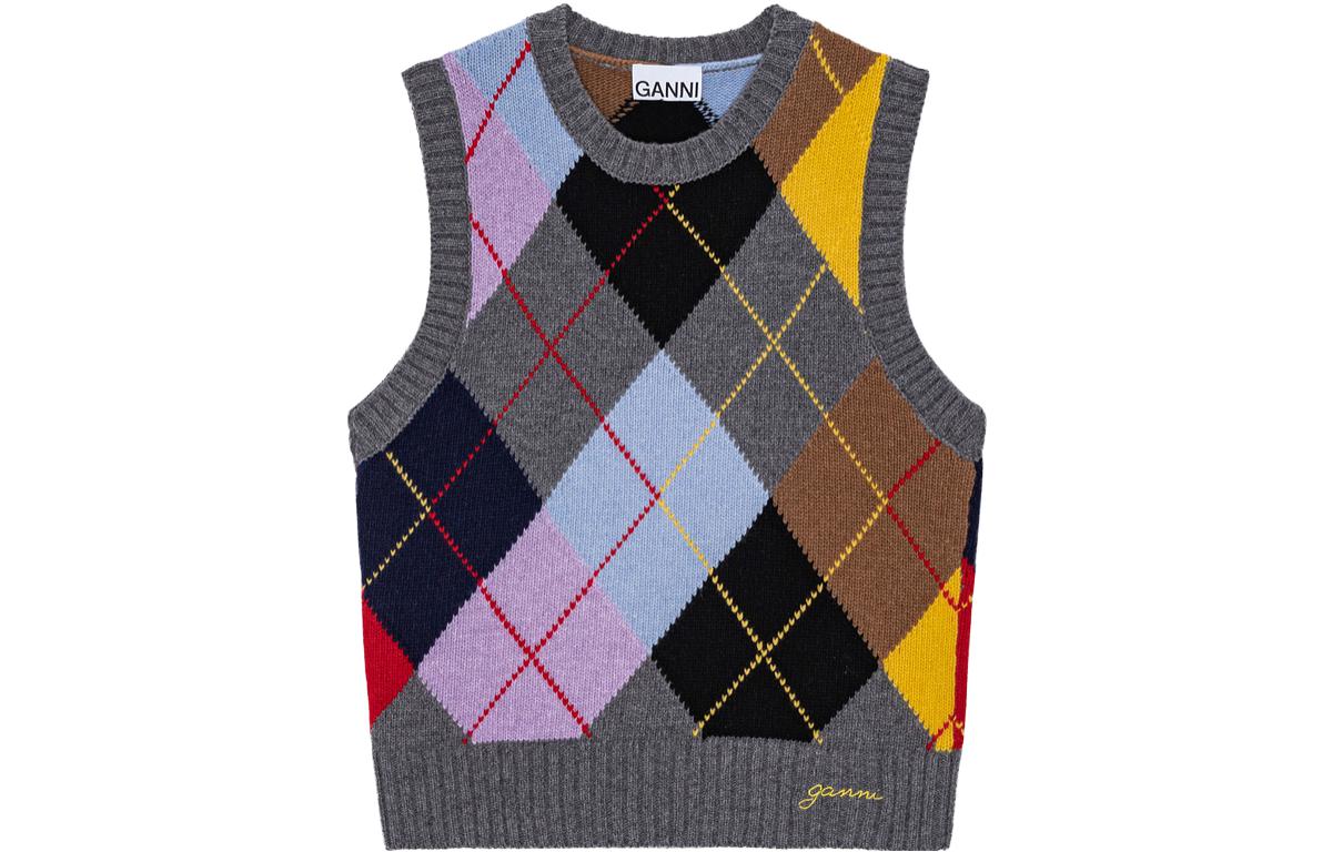 Вязаный жилет с принтом harlequin GANNI, серый
Вязаный жилет с принтом harlequin GANNI, серый