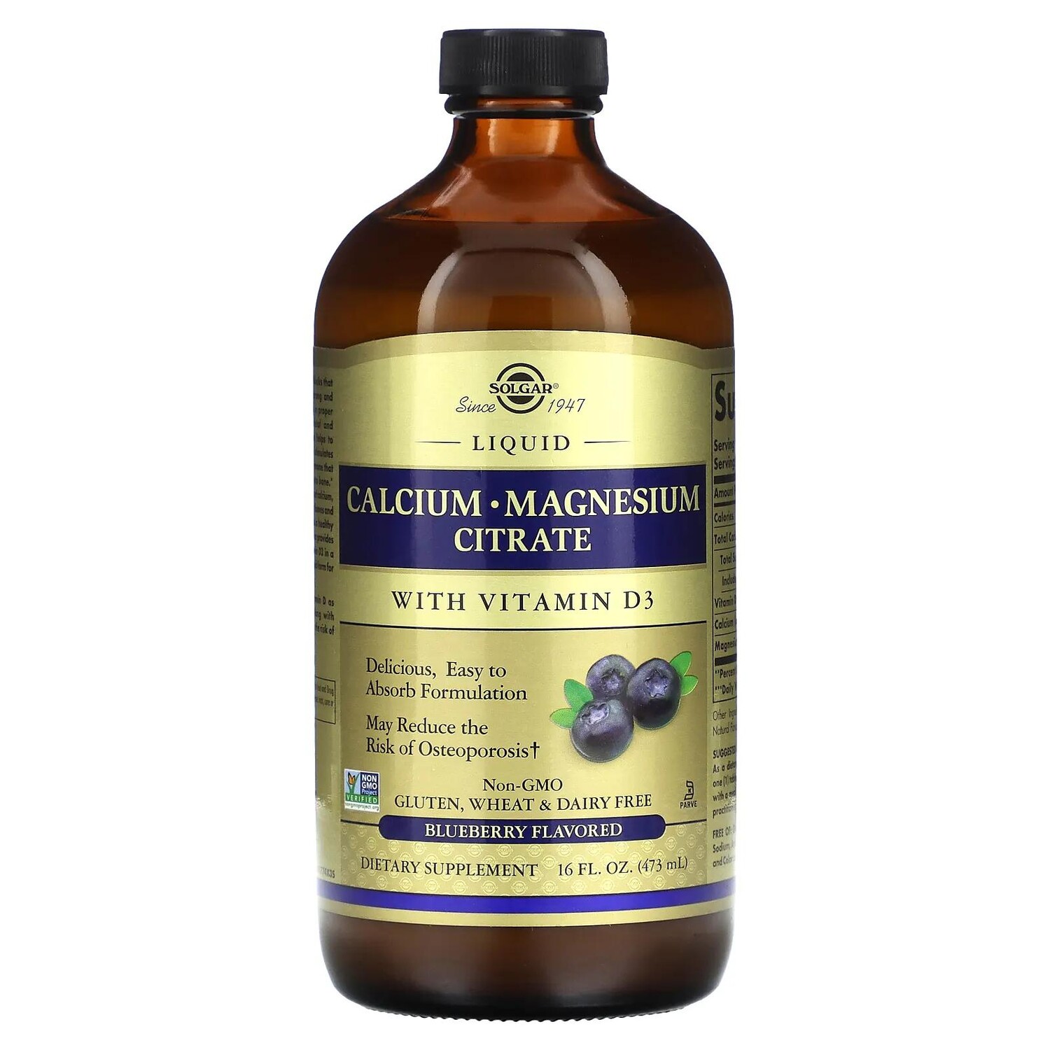 Solgar Liquid Calcium Magnesium Citrate with Vitamin D3 Natural Blueberry 16 fl oz (473 ml)
Solgar Liquid Calcium Magnesium Citrate with Vitamin D3 Natural Blueberry 16 fl oz (473 ml)