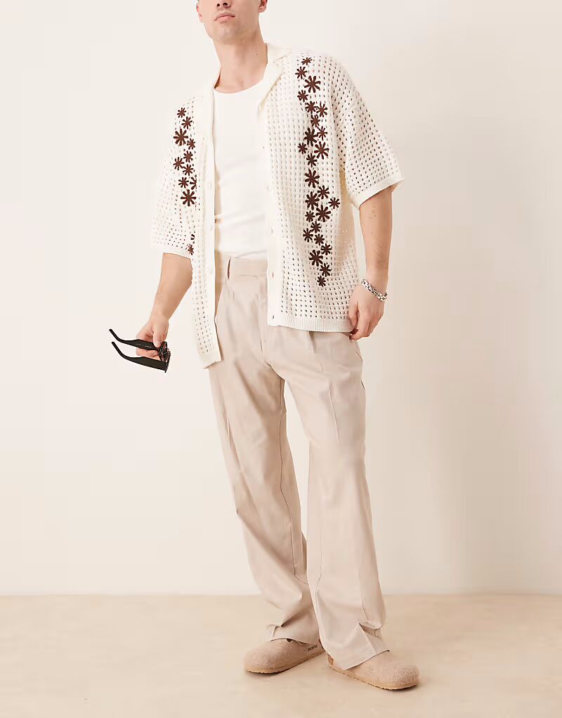 Элегантные широкие брюки из льняной смеси со складкой спереди, серого цвета Asos Design
Элегантные широкие брюки из льняной смеси со складкой спереди, серого цвета Asos Design