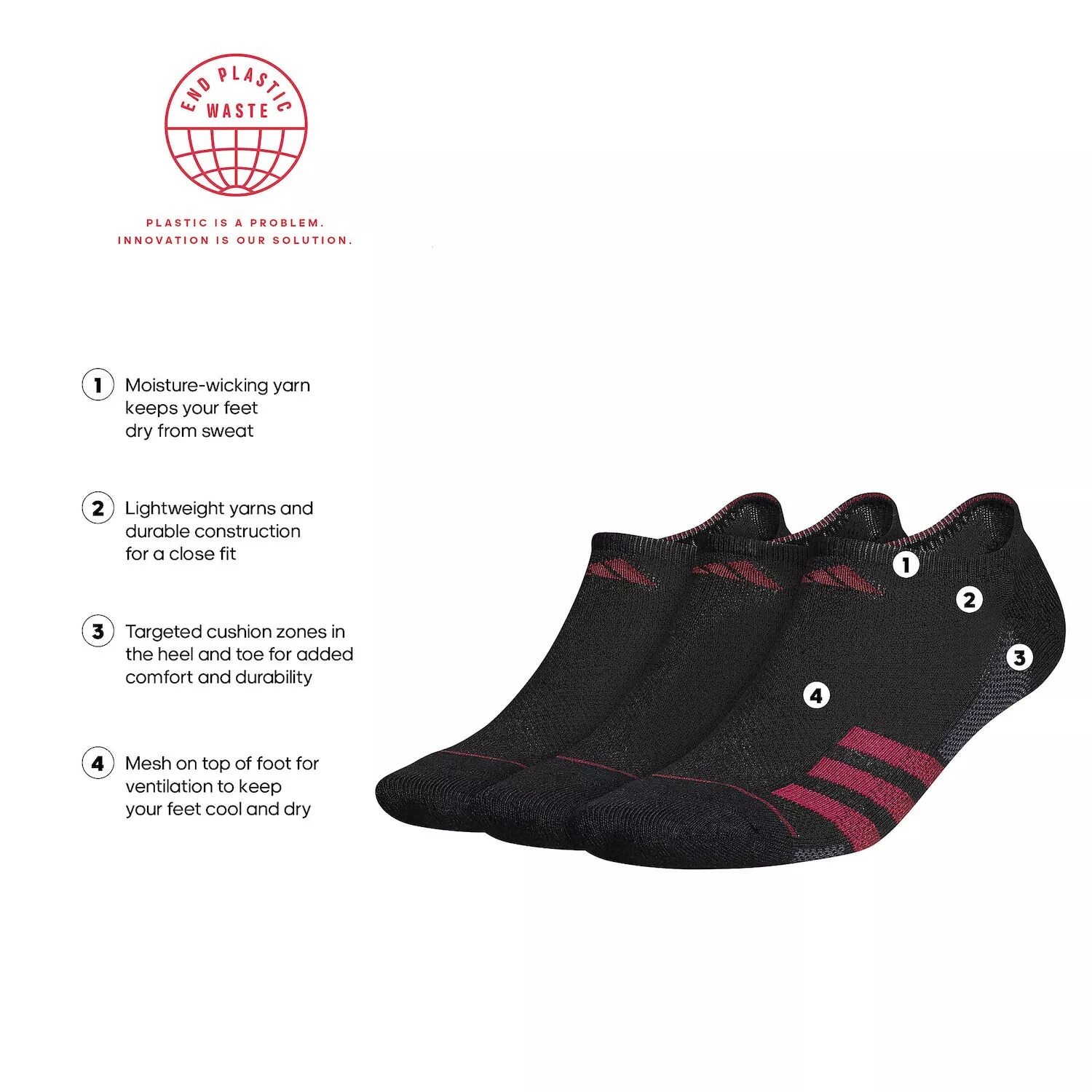 Набор из трех мужских носков adidas Superlite Stripe 3 No-Show 
Набор из трех мужских носков adidas Superlite Stripe 3 No-Show