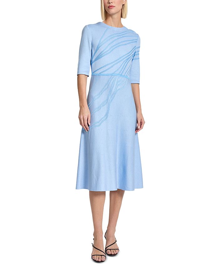 Платье-футляр с расклешенным кроем в тональную абстракцию Misook, синий
Платье-футляр с расклешенным кроем в тональную абстракцию Misook, синий