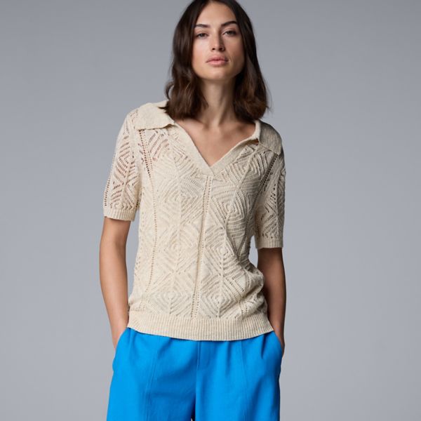 Женский вязаный крючком свитер-поло Simply Vera Vera Wang, цвет hammock
Женский вязаный крючком свитер-поло Simply Vera Vera Wang, цвет hammock