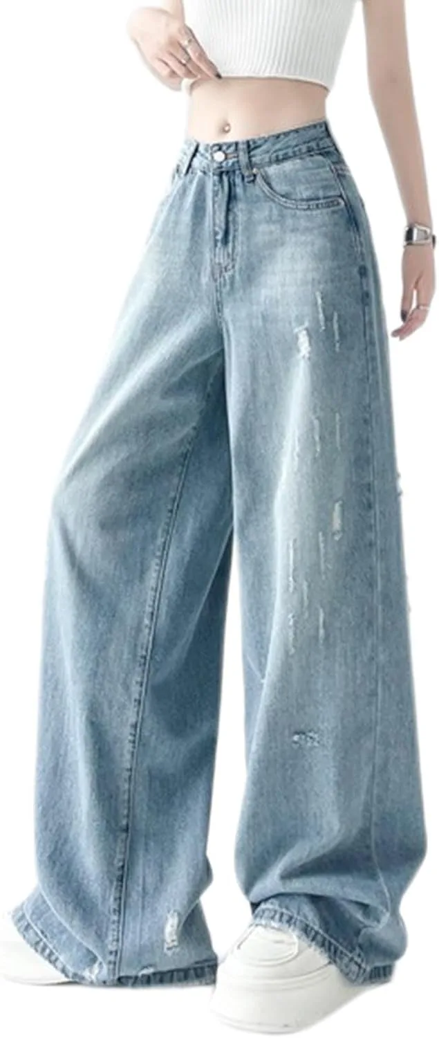 Женские джинсы ретро стирка - Loose high Waisted, Wide Leg, Floor Length LREUIP
Женские джинсы ретро стирка - Loose high Waisted, Wide Leg, Floor Length LREUIP