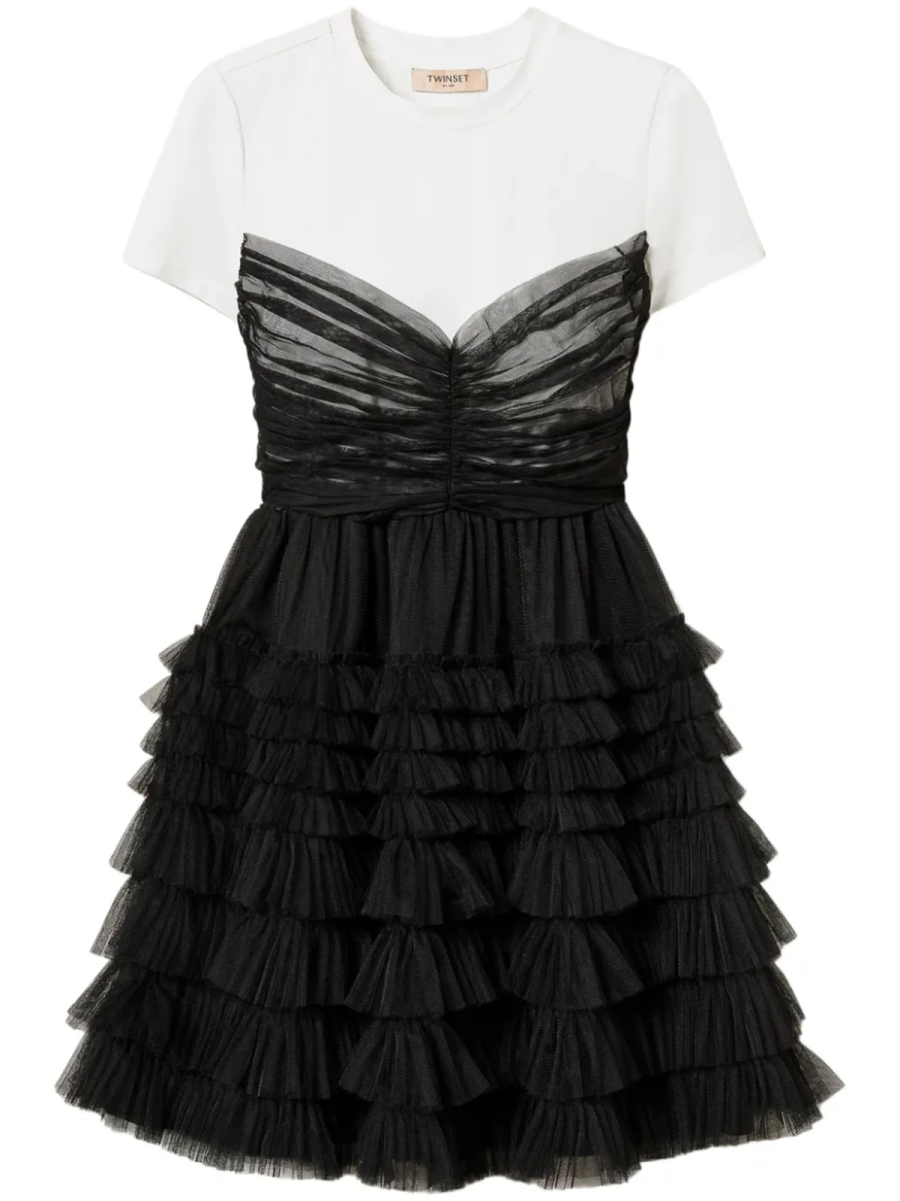 Платье мини из тюля TWINSET, черный