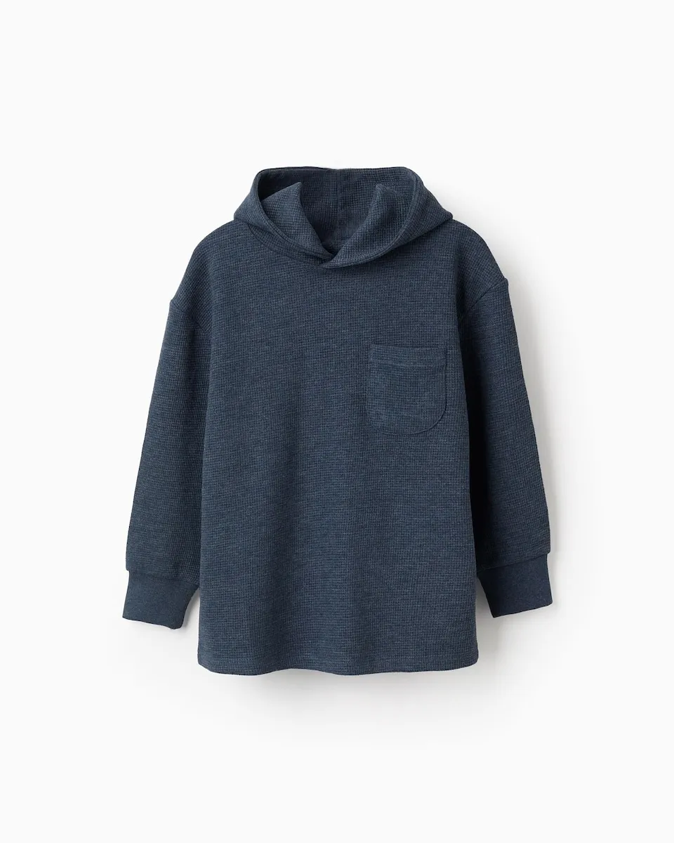 Детская футболка с капюшоном и карманом, вафельная текстура Zippy, темно-синий
Детская футболка с капюшоном и карманом, вафельная текстура Zippy, темно-синий