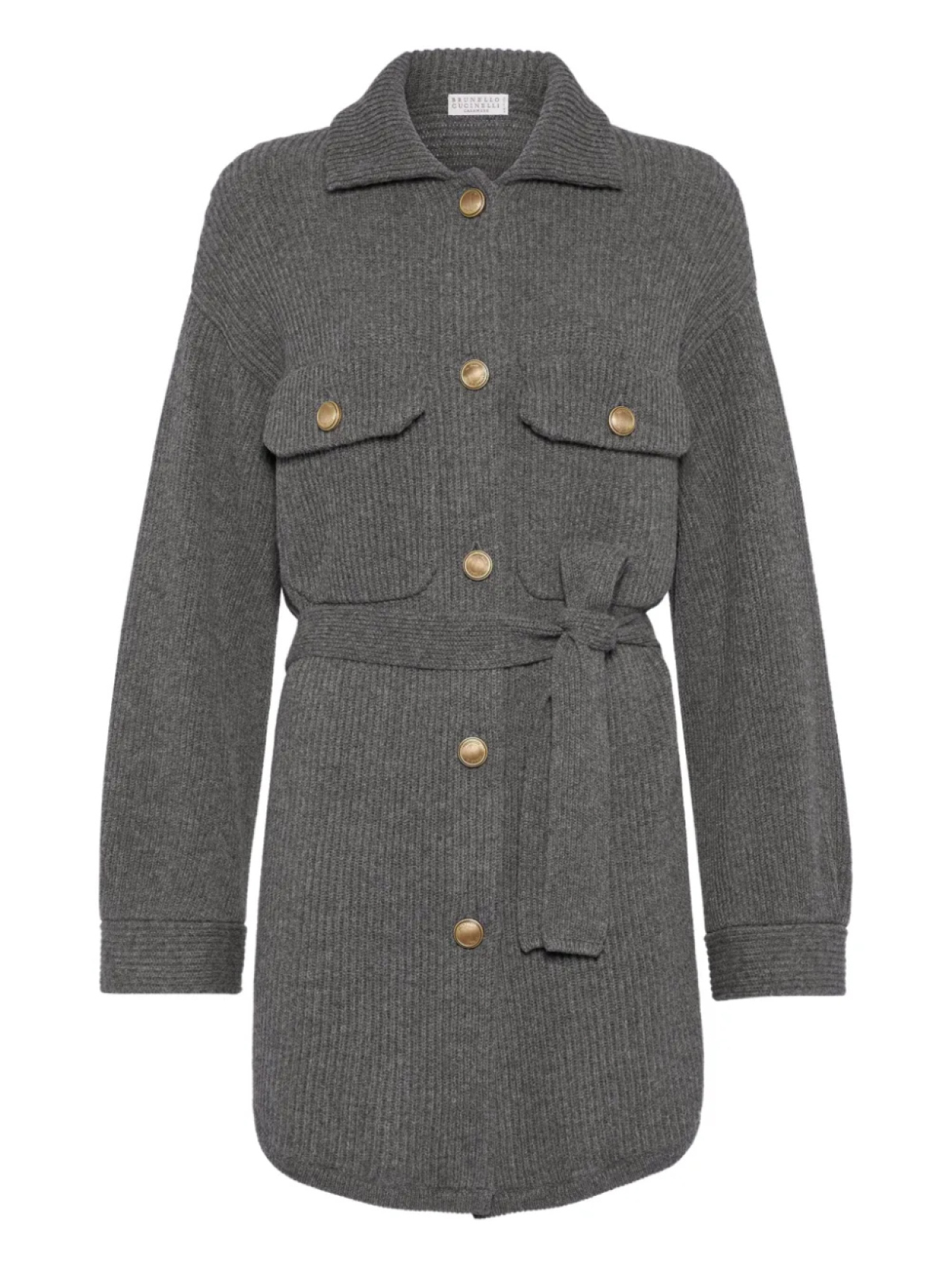 Кардиган из шерсти в рубчик с поясом Brunello Cucinelli, серый
Кардиган из шерсти в рубчик с поясом Brunello Cucinelli, серый