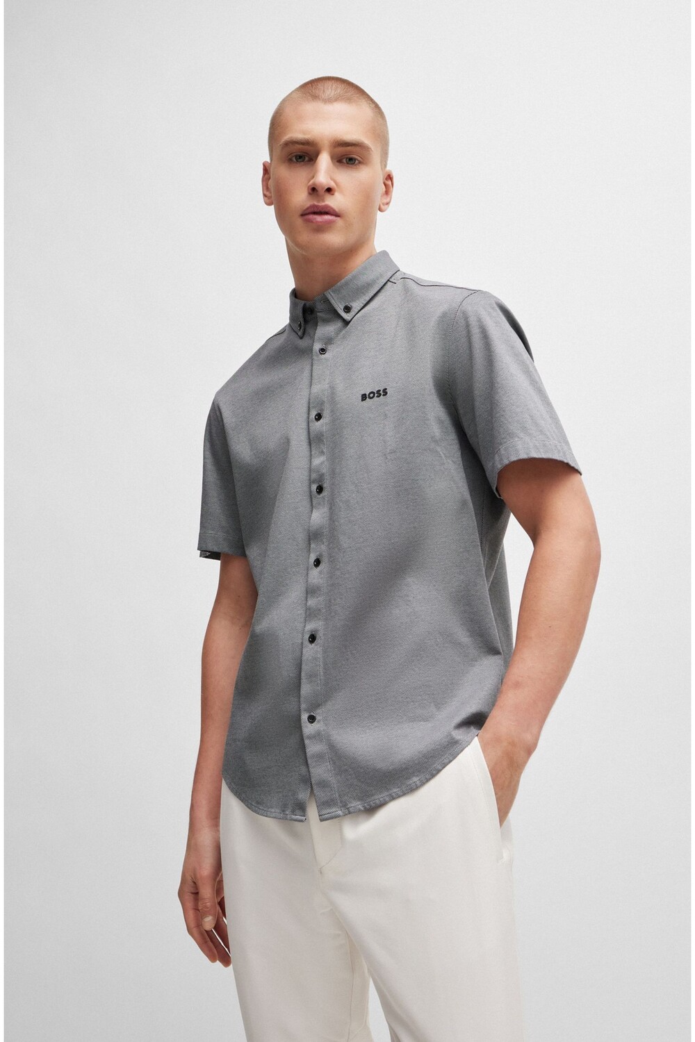 Рубашка стандартного кроя из хлопкового джерси пике Boss, серый
Рубашка стандартного кроя из хлопкового джерси пике Boss, серый