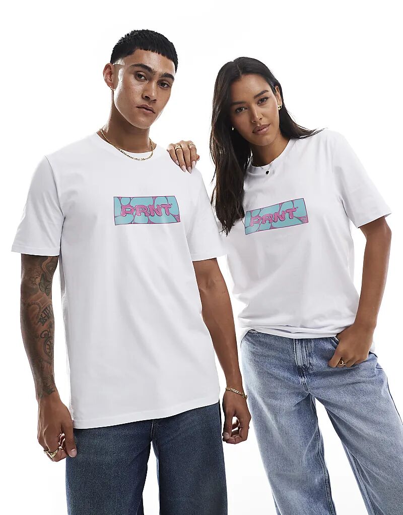 Футболка свободного кроя с принтом логотипа коробки жевательной резинки спереди, белого цвета
Футболка свободного кроя с принтом логотипа коробки жевательной резинки спереди, белого цвета