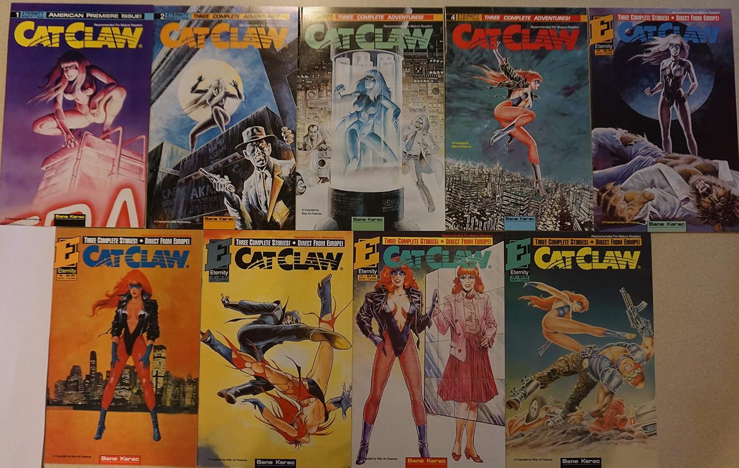 Cat Claw 1 - 9, September 1990 - October 1991 (set of 9 comics) (Eternity Comics)
Cat Claw 1 - 9, September 1990 - October 1991 (set of 9 comics) (Eternity Comics)