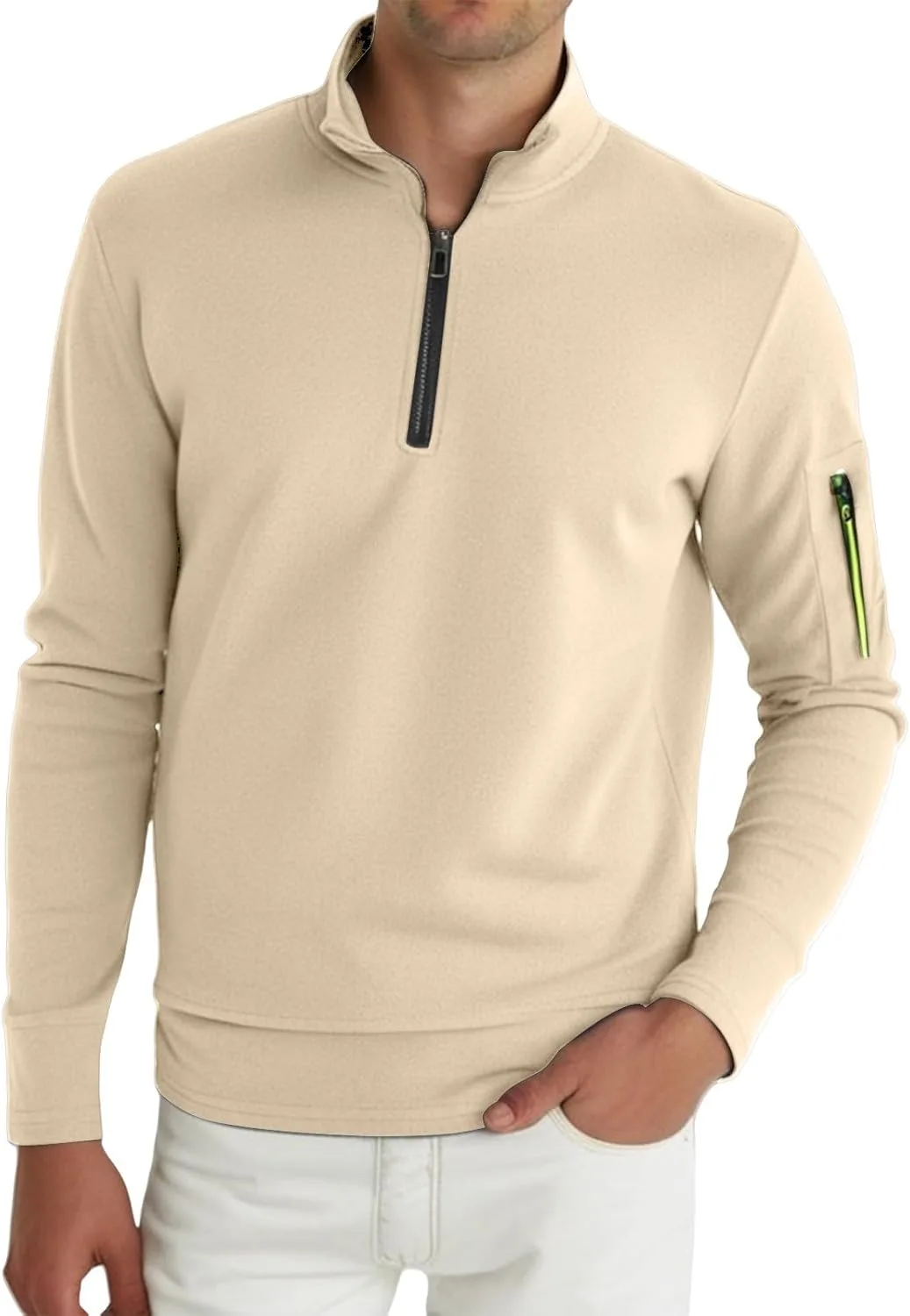 Мужской свитер с четвертью молнии — легкий вязаный с длинным рукавом и воротником-стойкой, облегающий для гольфа и путешествий
Мужской свитер с четвертью молнии — легкий вязаный с длинным рукавом и воротником-стойкой, облегающий для гольфа и путешествий