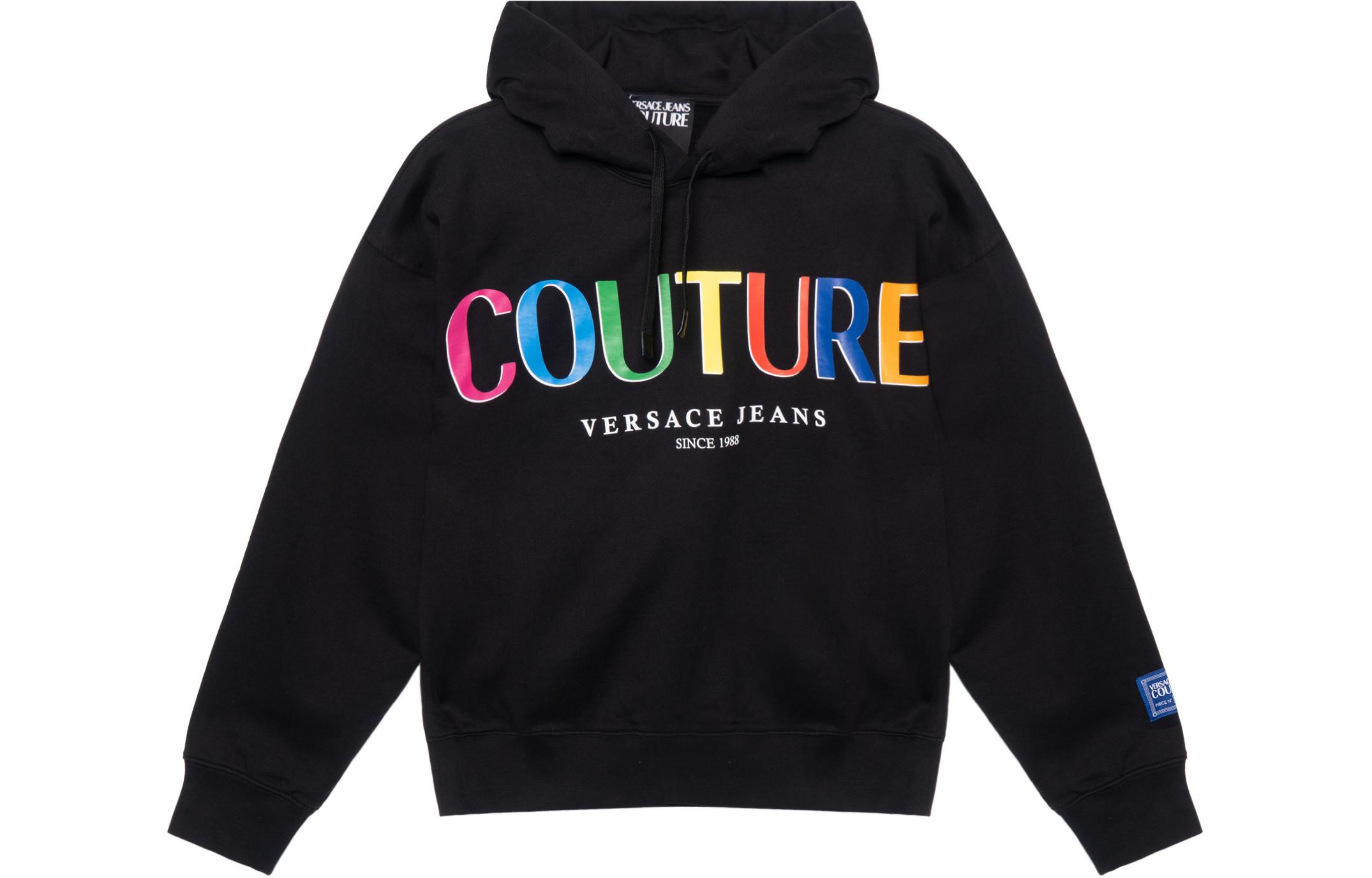 Хлопковый худи с принтом логотипа VERSACE JEANS COUTURE, черный
Хлопковый худи с принтом логотипа VERSACE JEANS COUTURE, черный
