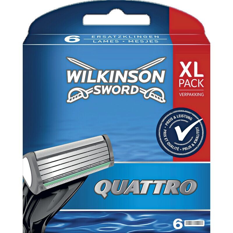 Лезвия для мужской бритвы Quattro Wilkinson Sword, 6 шт.
Лезвия для мужской бритвы Quattro Wilkinson Sword, 6 шт.