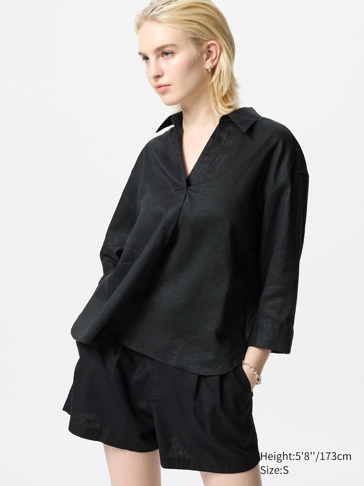 Рубашка из 100% льна премиум-класса с воротником-стойкой рукав 3/4 Uniqlo, цвет 09 черный
Рубашка из 100% льна премиум-класса с воротником-стойкой рукав 3/4 Uniqlo, цвет 09 черный