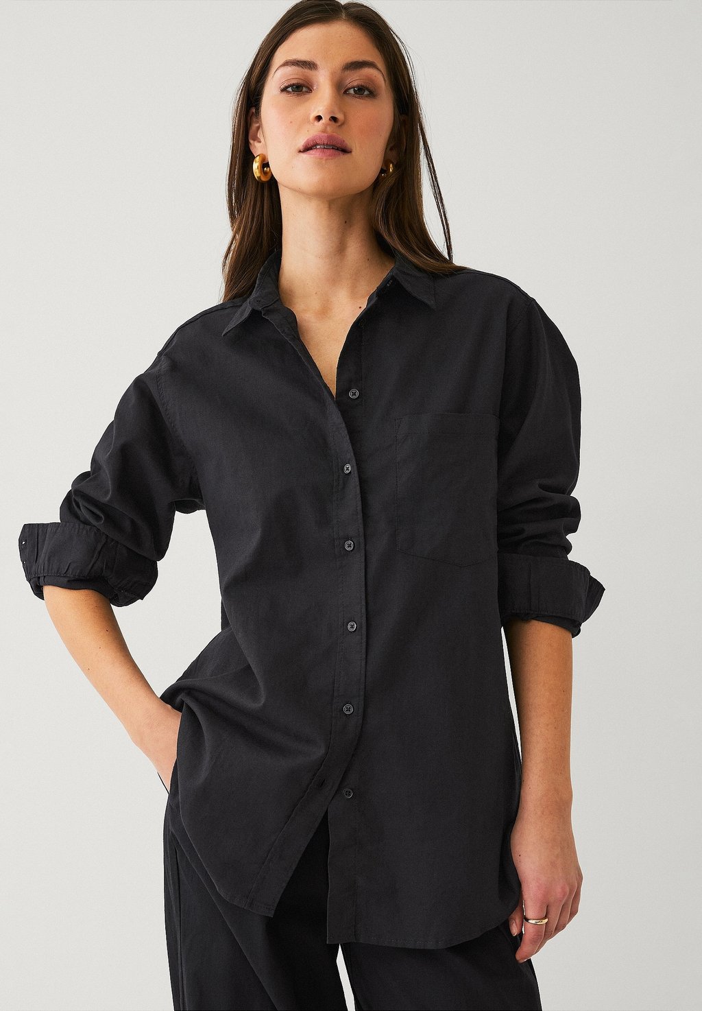 Блузка на пуговицах Ellos Collection, черный
Блузка на пуговицах Ellos Collection, черный