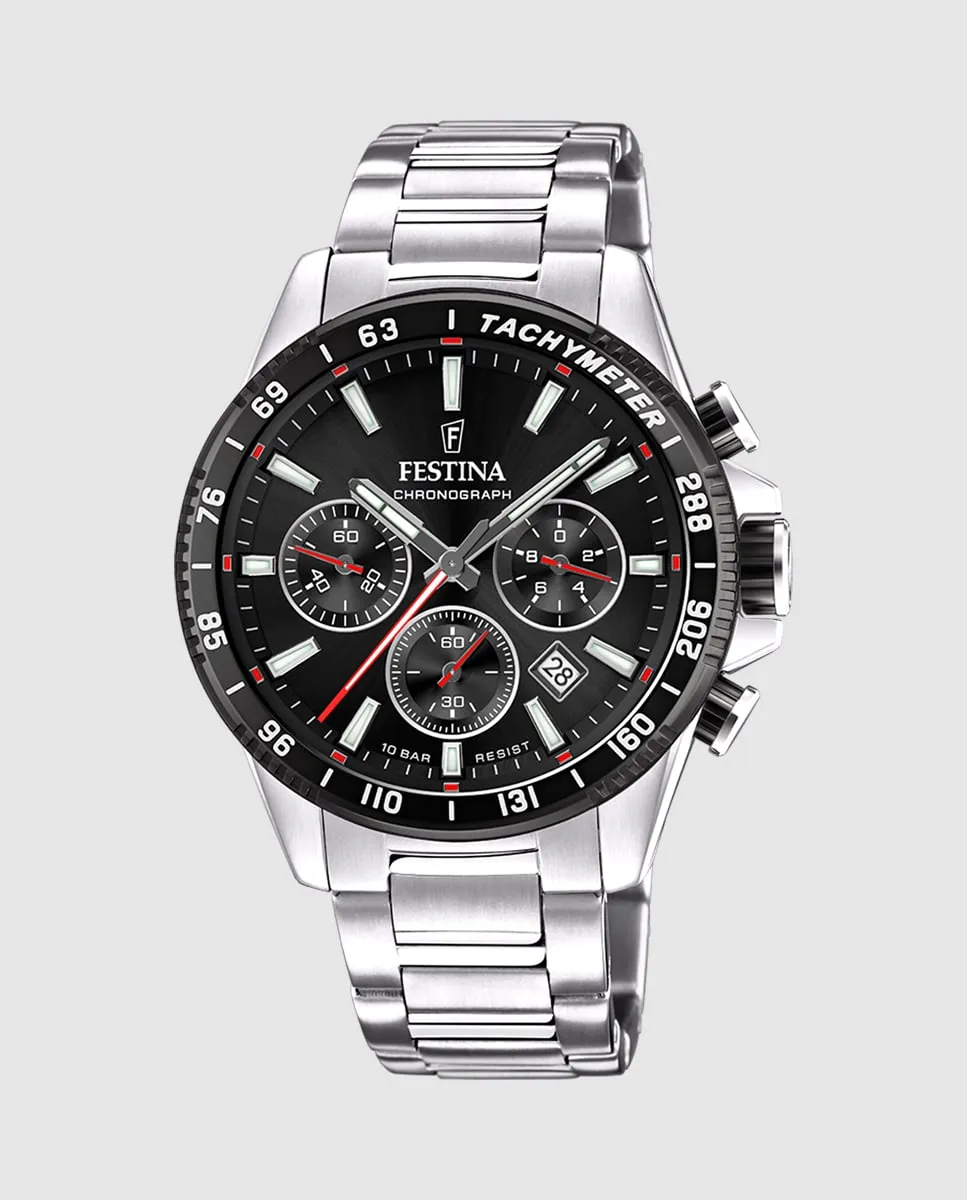 F20560/6 Мужские часы Timeless Chronograph из серебряной стали Festina, серебряный 
F20560/6 Мужские часы Timeless Chronograph из серебряной стали Festina, серебряный