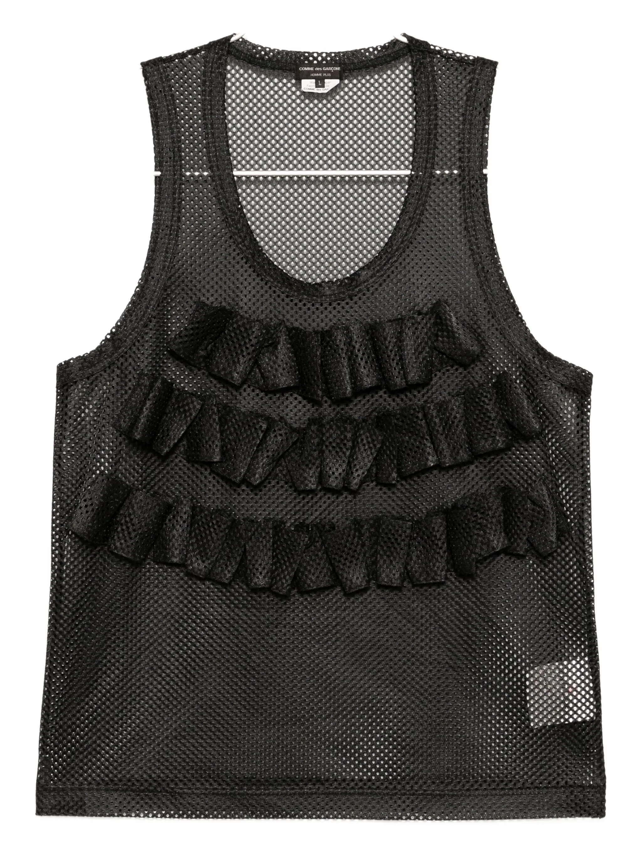 Сетчатый топ с оборками Comme Des Garçons Homme Plus, черный
Сетчатый топ с оборками Comme Des Garçons Homme Plus, черный