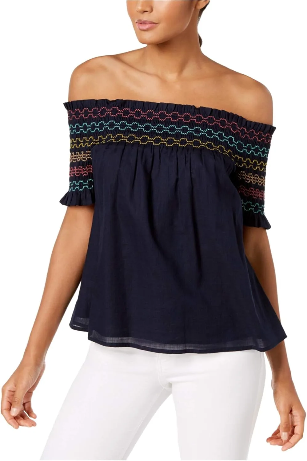 Женский топ Trina Turk с заниженным плечом и сборкой
Женский топ Trina Turk с заниженным плечом и сборкой