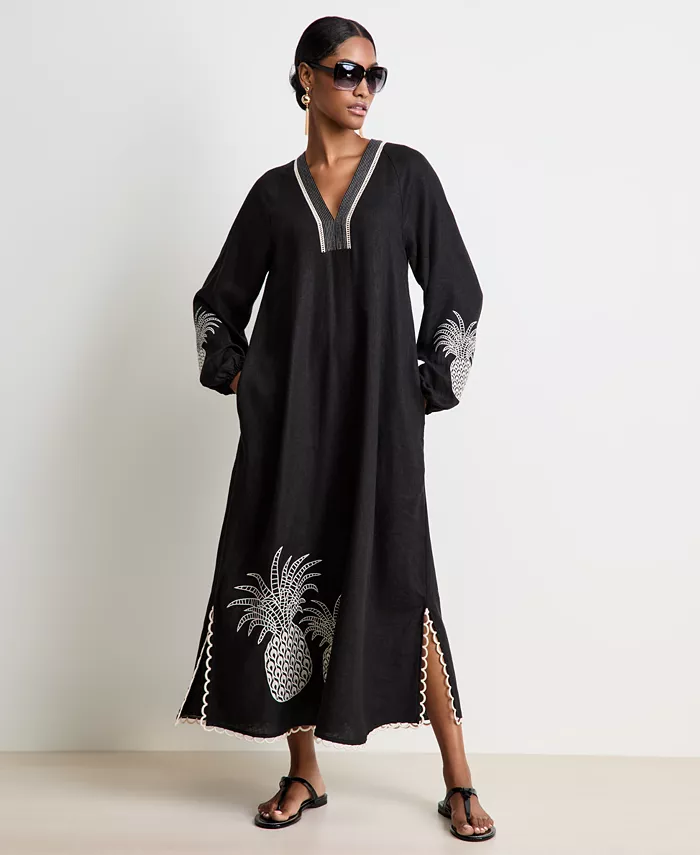 Женское платье-трапеция с вышитыми ананасами On 34th, черный
Женское платье-трапеция с вышитыми ананасами On 34th, черный