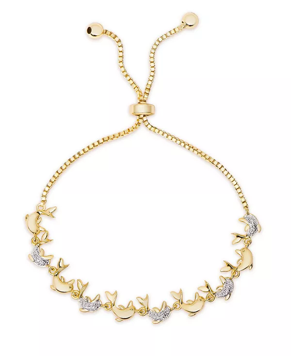 Регулируемый браслет-боло с бриллиантами в виде дельфина из посеребренной латуни Macy'S, gold
Регулируемый браслет-боло с бриллиантами в виде дельфина из посеребренной латуни Macy'S, gold