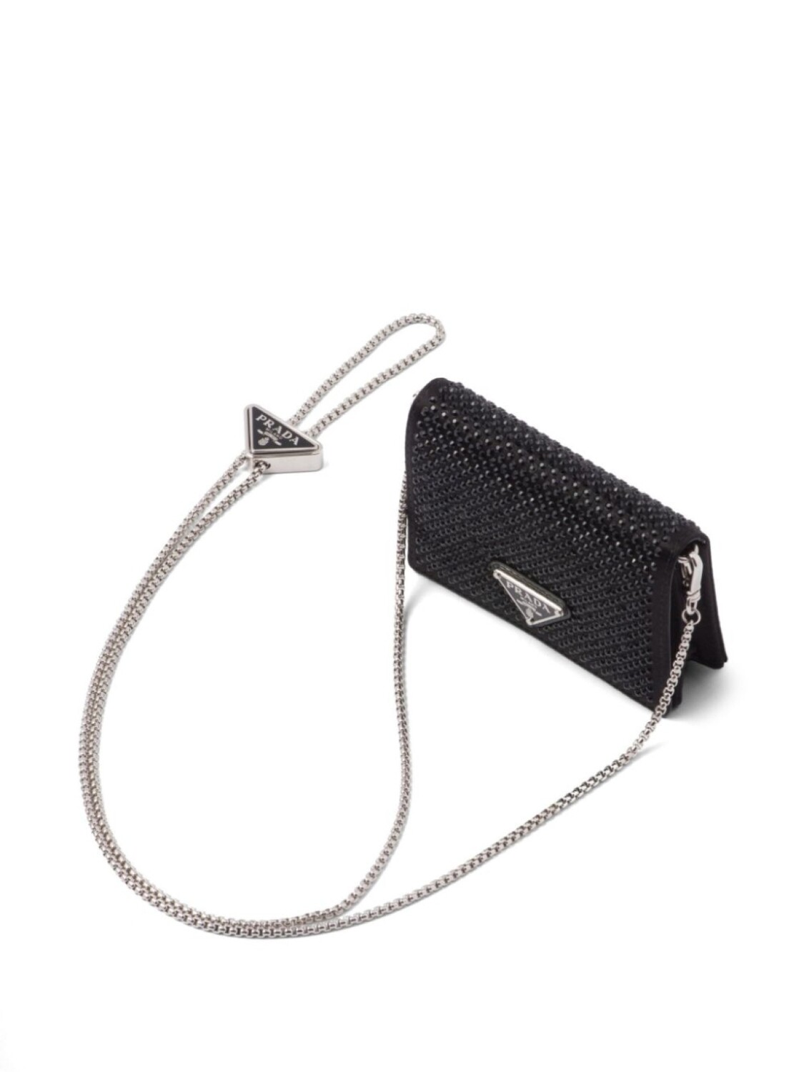 Атласный картхолдер с кристаллами Prada, черный
Атласный картхолдер с кристаллами Prada, черный