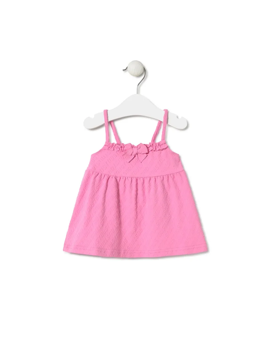 Пляжное платье для девочки на бретелях с жаккардовым логотипом Tous, цвет Rosa 
Пляжное платье для девочки на бретелях с жаккардовым логотипом Tous, цвет Rosa