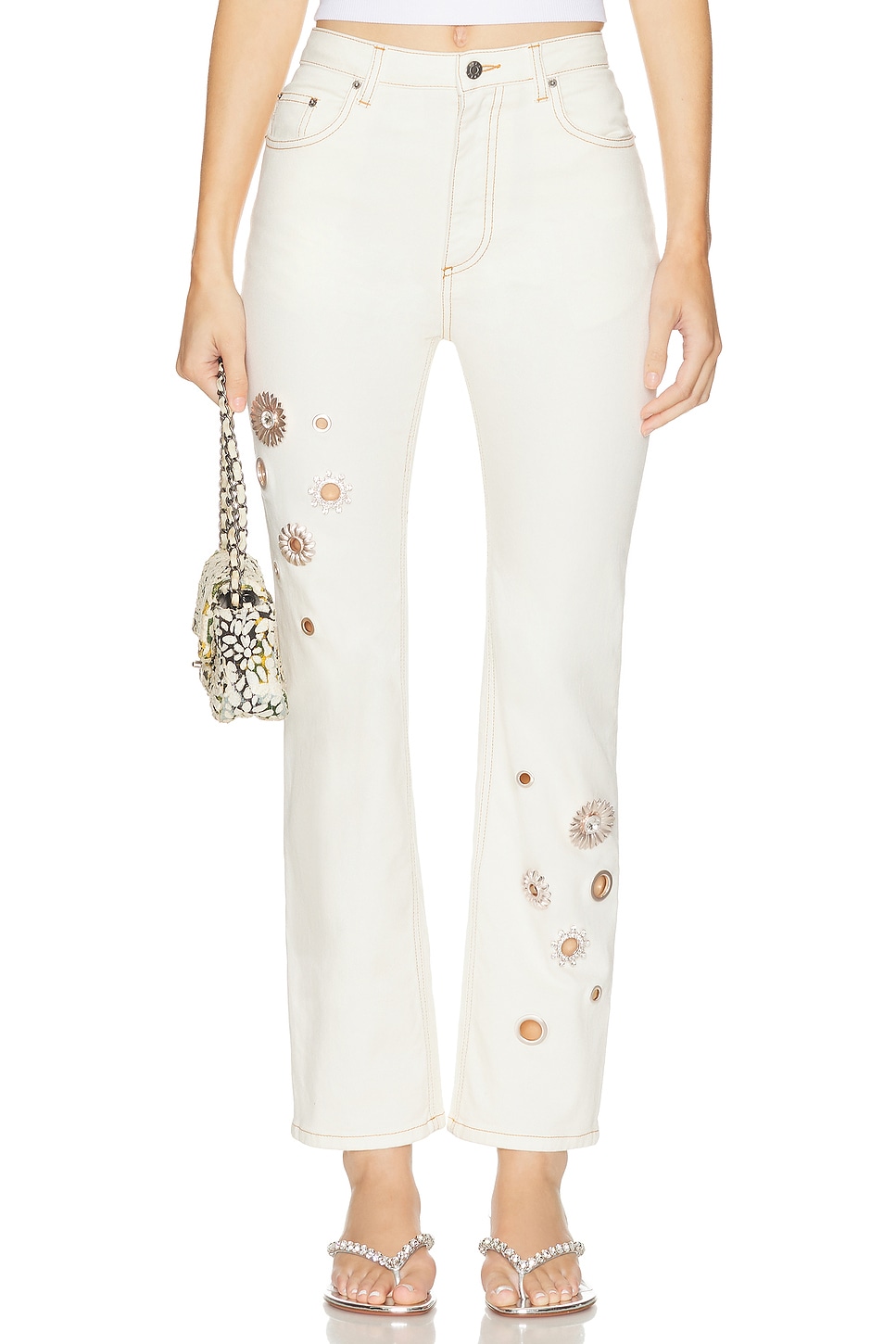 Кристальные люверсы джинсы с прямыми штанинами Area, Cream
Кристальные люверсы джинсы с прямыми штанинами Area, Cream