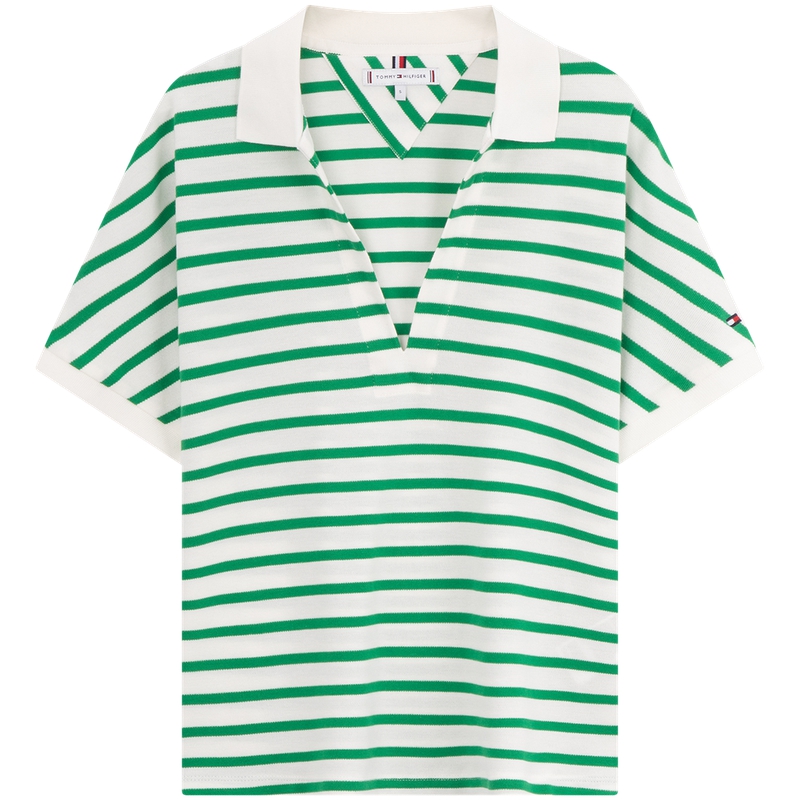 Поло с V-образным вырезом в полоску Tommy Hilfiger, белый
Поло с V-образным вырезом в полоску Tommy Hilfiger, белый