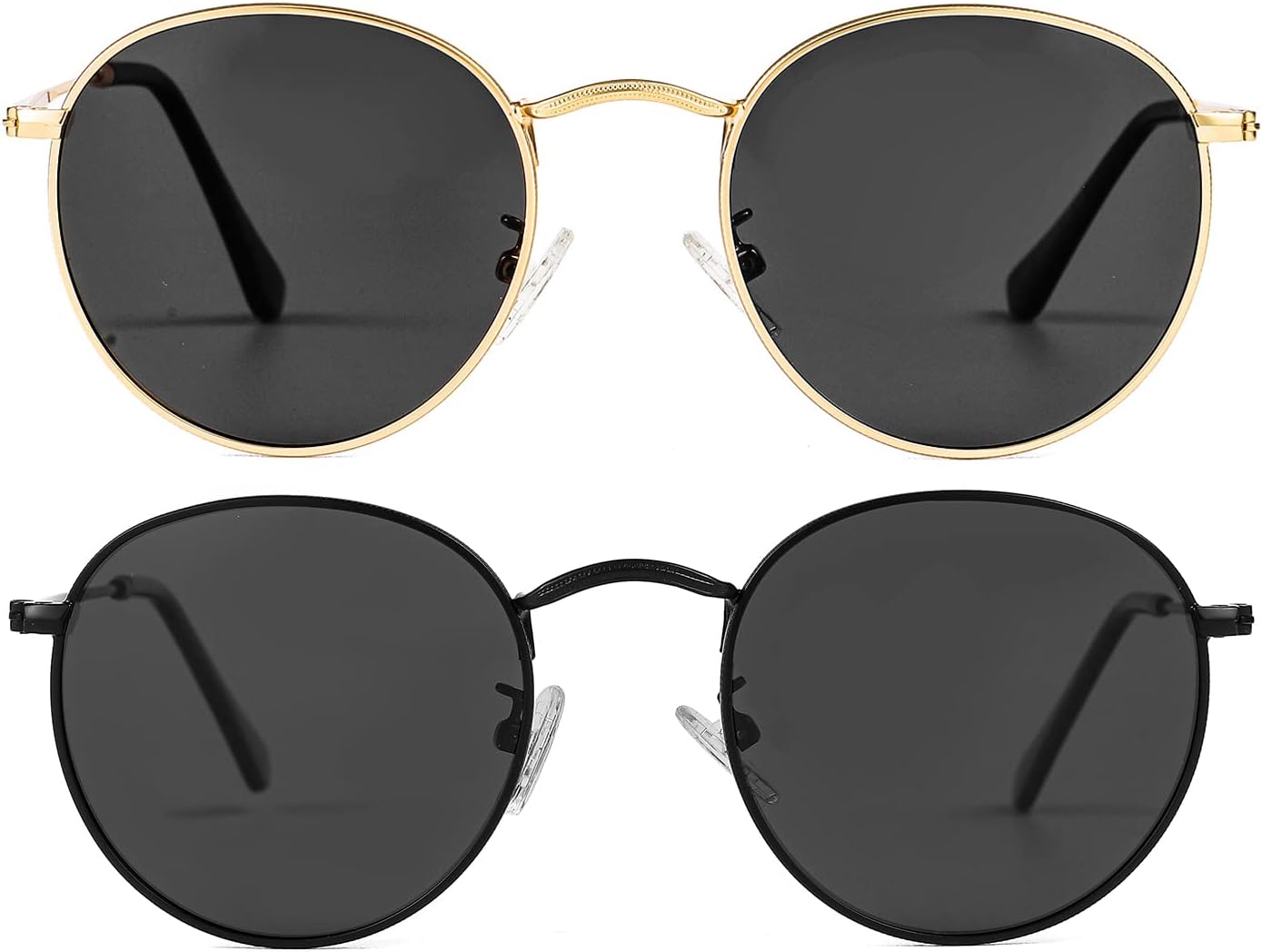 Небольшие круглые поляризованные солнцезащитные очки для женщин и мужчин в классической винтажной ретро-оправе с защитой от УФ-излучения JOVAKIT, 2 Pack (Gold/Grey + Black/Grey)
Небольшие круглые поляризованные солнцезащитные очки для женщин и мужчин в классической винтажной ретро-оправе с защитой от УФ-излучения JOVAKIT, 2 Pack (Gold/Grey + Black/Grey)