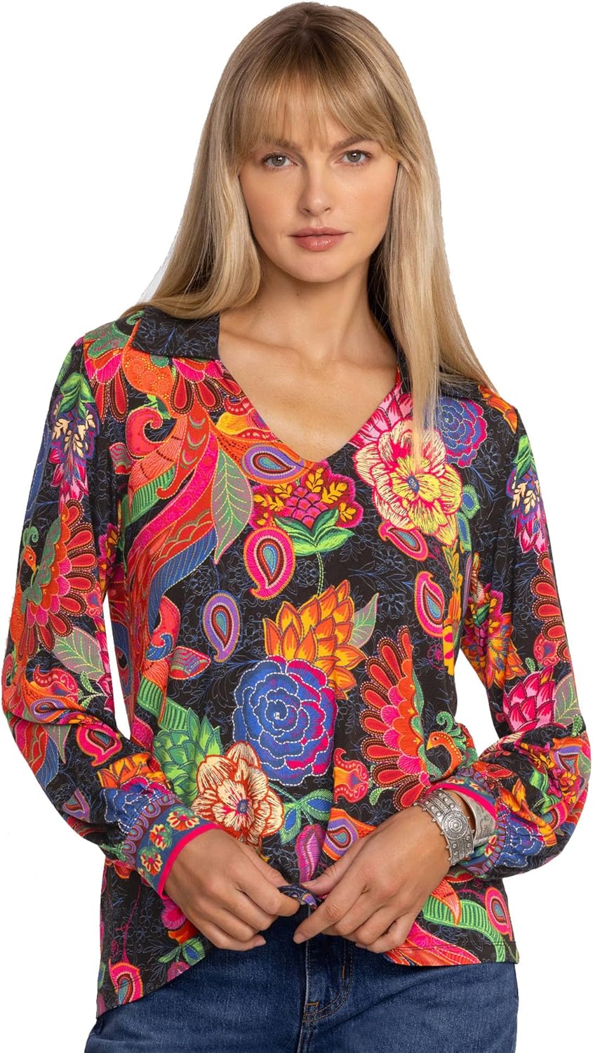 Женская футболка-поло Johnny Was The Janie Favorite с пышными рукавами, Emberwing
Женская футболка-поло Johnny Was The Janie Favorite с пышными рукавами, Emberwing