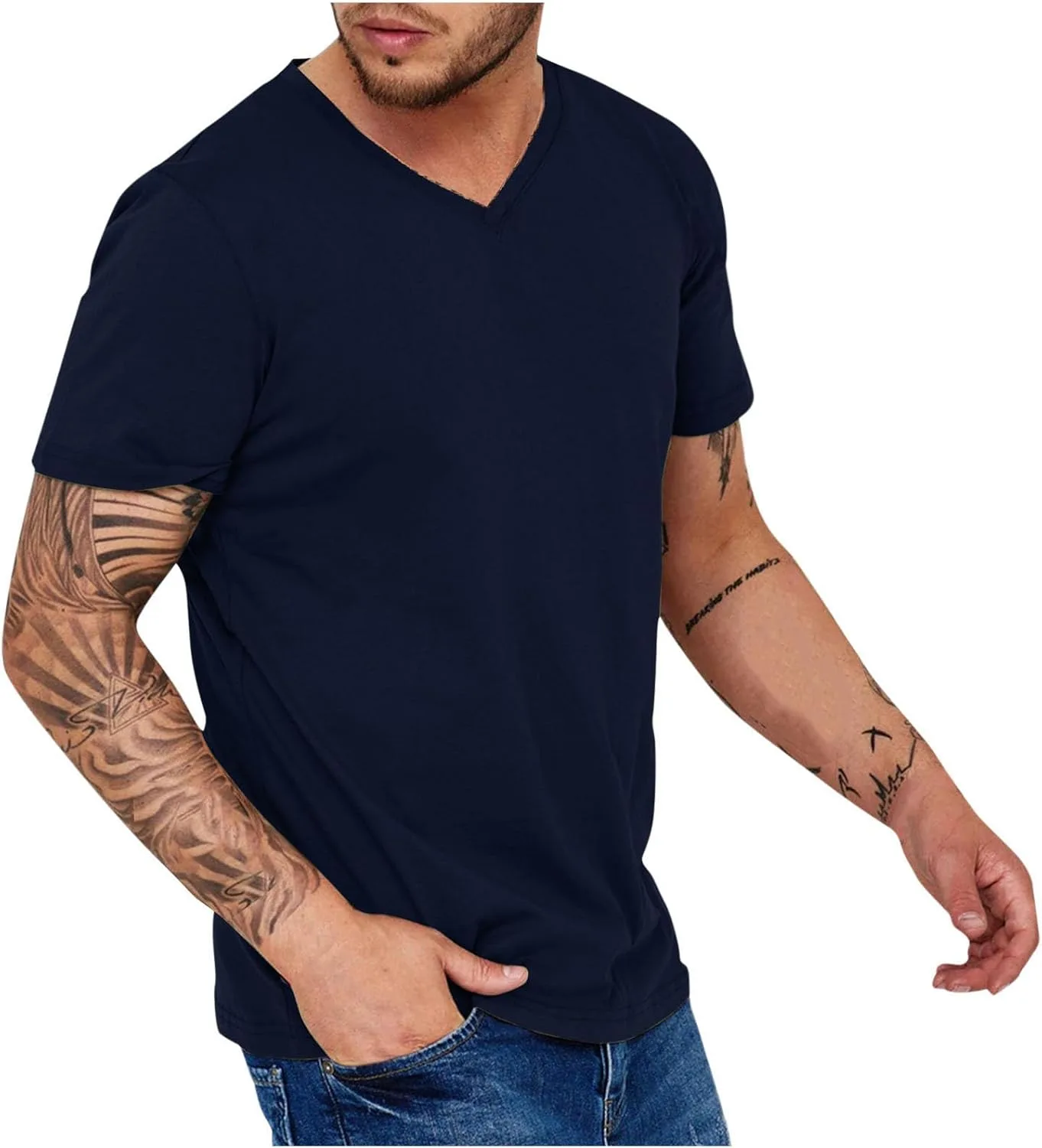 Мужская футболка V-образного выреза с коротким рукавом
Мужская футболка V-образного выреза с коротким рукавом