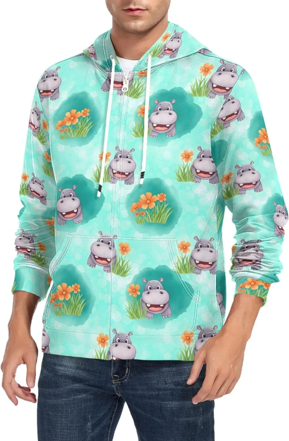 Мужская худи на молнии с принтом цветов и бегемота, с карманом CUPADA
Мужская худи на молнии с принтом цветов и бегемота, с карманом CUPADA